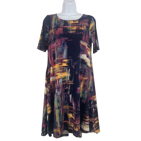 Nina Leonard Womens Abstract Print Swing Dress With Pockets Size Small - Picture 1 of 12